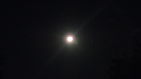 The moon, Jupiter and Saturn